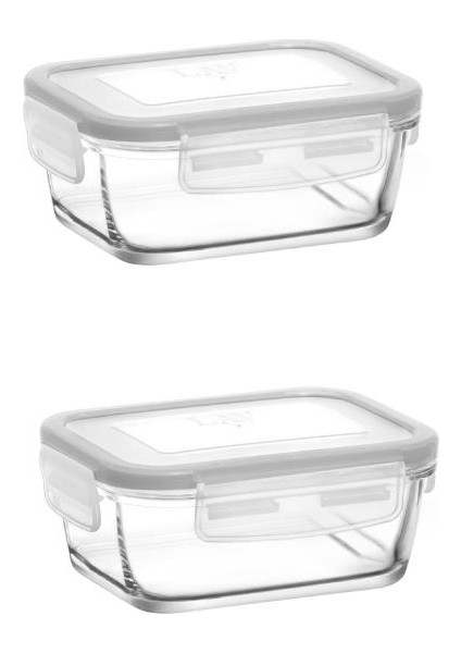 Saklama Kabı 2 Li Cam Kilitli Saklama Kabı Frs237 400Cc Beyaz