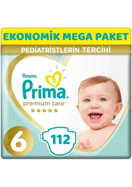 Premium Care Bebek Bezi Beden:6 (13+Kg) Extra Large 112 Ekonomik Mega Pk