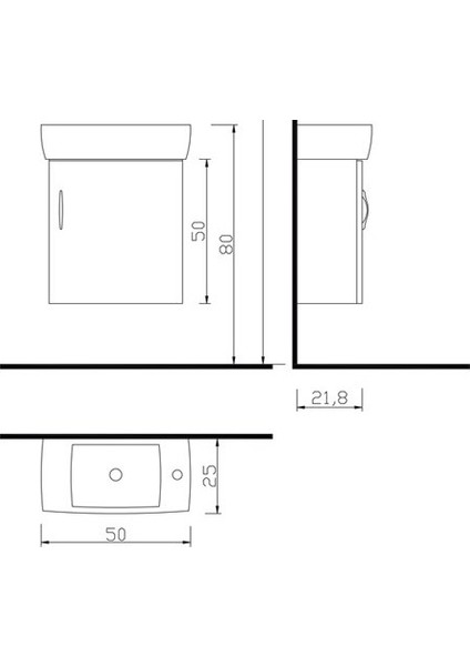 City Mini Lavabo Sağdan Delikli 50 x 25 cm (Dolaplı) fiyatları