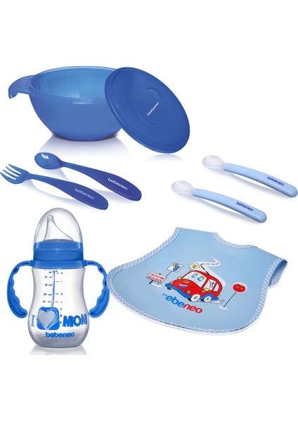 Mama Tabağı Silikon Kaşık Önlük Suluk Mama Kasesi Set