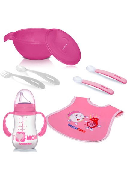 Mama Tabağı Silikon Kaşık Önlük Suluk Mama Kasesi Set