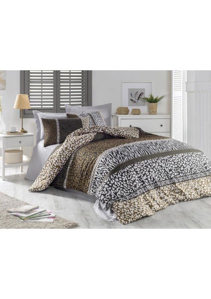 Leopard %100 Pamuk Tek Kişilik Nevresim Takımı Kahverengi