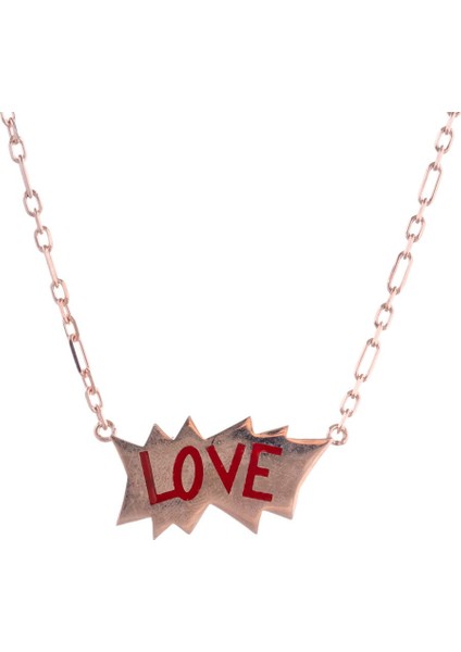 Lowe Kırmızı Mineli Rose Gold Kolye