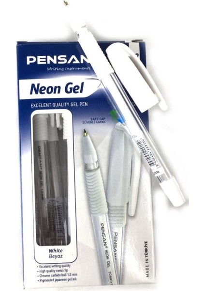 Neon Jel Tükenmez Kalem 1 mm 12'li Beyaz Renk Yüksek Kalite Yazım Deneyimi