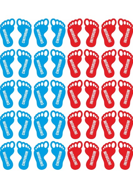 Iniyorum Çıkıyorum Ayak Izi Sticker 20 Çift