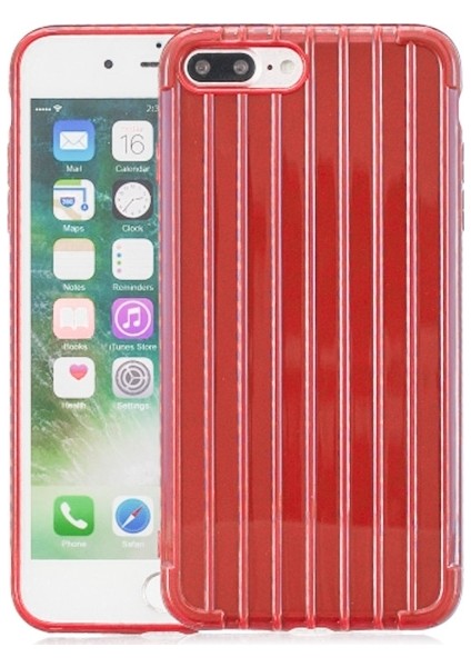 Apple İphone 8 Plus 7Plus Trunk Lines İnce Soft Silikon Kılıf Al32257 Kırmızı