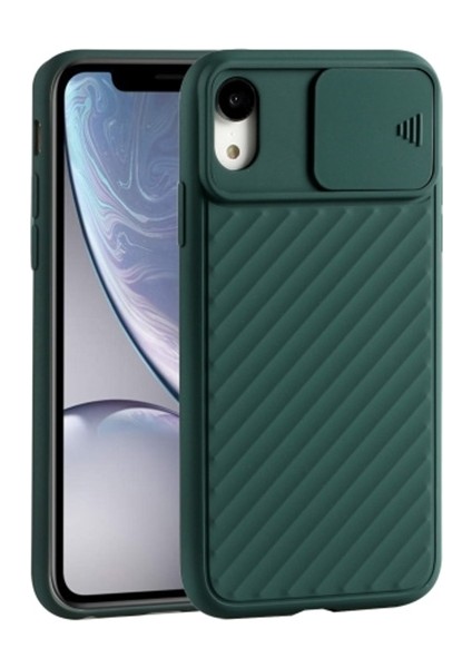 Apple İphone Xr 6.1 İnch Kılıf Kamera Kapatan Koruyucu Sürgülü Kılıf Al32172 Yeşil