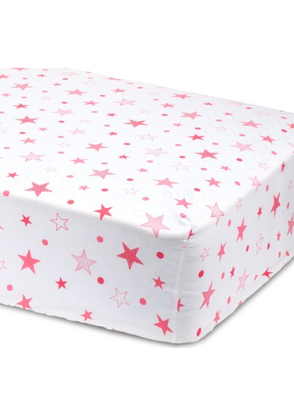 Pink Star Fitted Çift Kişilik Çarşaf 140X190 cm