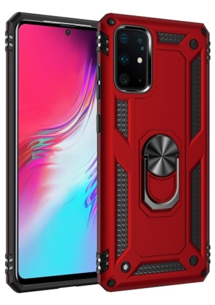 Samsung Galaxy S20+ Plus Yüzüklü Kılıf Armor Shockproof Ring Kılıf Al32150 Kırmızı
