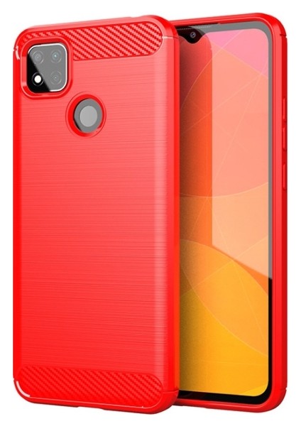 Xiaomi Redmi 9C Brushed Carbon Fiber Silikon Kılıf Al33445 Kırmızı