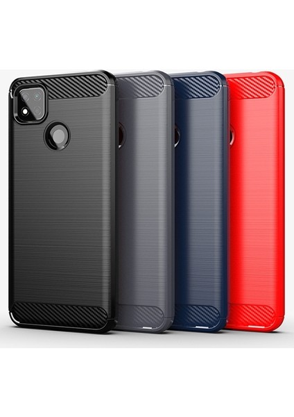 Xiaomi Redmi 9C Brushed Carbon Fiber Silikon Kılıf Al33445 Kırmızı modelleri