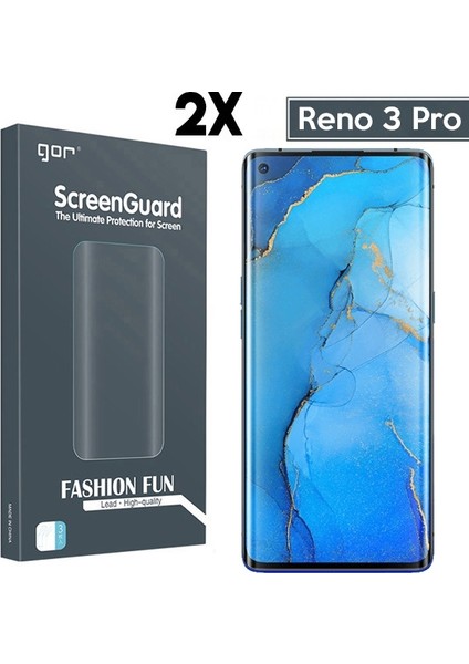 Oppo Reno 3 Pro 3D Kavisli Full Ekran Koruyucu 2 Adet Set Al32337 Şeffaf