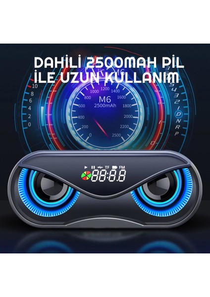 M6 Bluetooth Taşınabilir Kablosuz Hoparlör Mp3 Çalar Saat