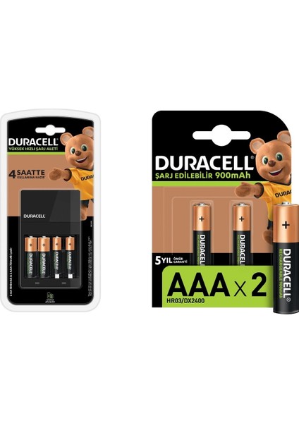 CEF 14 Şarj Aleti ve Şarj Edilebilir 900 mAh AAA 2'li Pil Seti