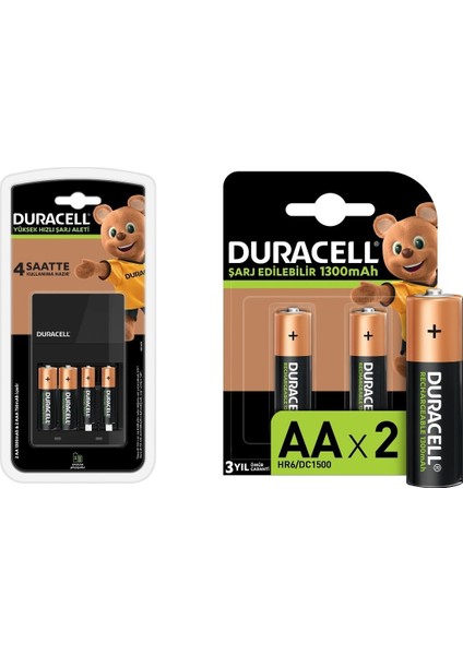 CEF 14 Şarj Aleti ve Şarj Edilebilir 1300 mAh AA 2'li Pil Seti