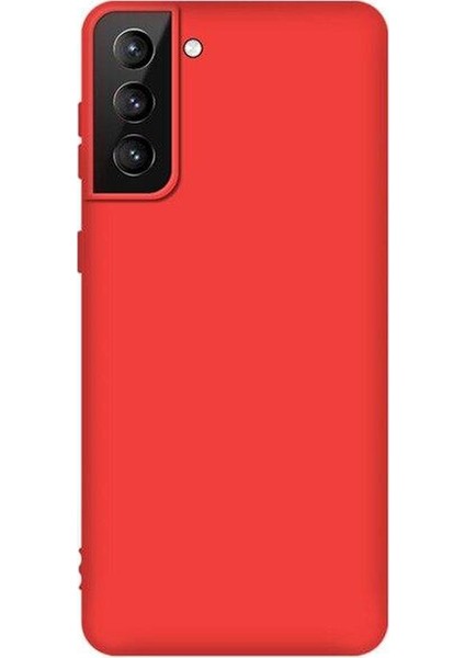 Samsung Galaxy S21 5G Kılıf Premier Silikon+Full Ekran Koruyucu Kırmızı