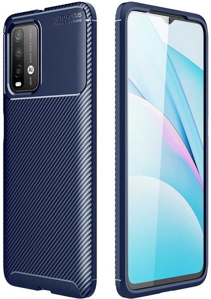 Xiaomi Redmi 9T Kılıf Negro Karbon Dizayn Silikon Lacivert