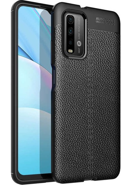 Xiaomi Redmi 9T Kılıf Niss Silikon Deri Görünümlü Siyah