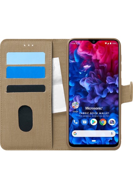 General Mobile Gm 20 Pro Kılıf Fabric Book Wallet Gold