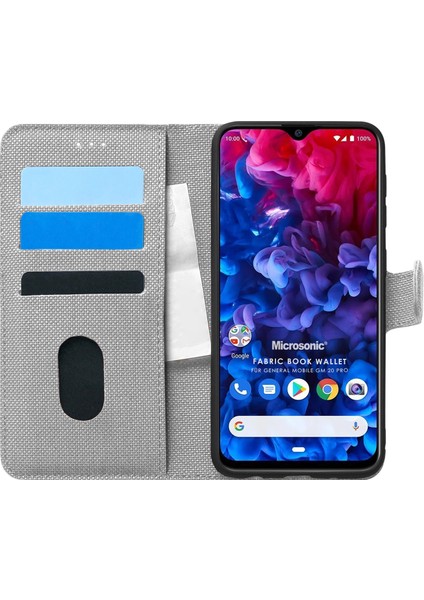 General Mobile Gm 20 Pro Kılıf Fabric Book Wallet Gri