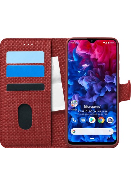 General Mobile Gm 20 Pro Kılıf Fabric Book Wallet Kırmızı