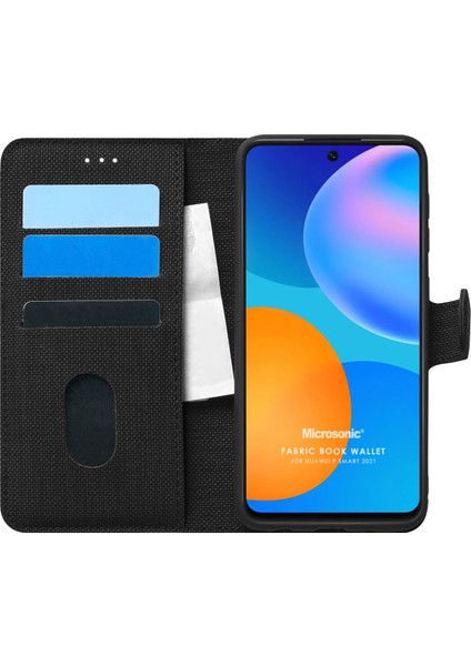Huawei P Smart 2021 Kılıf Fabric Book Wallet Siyah