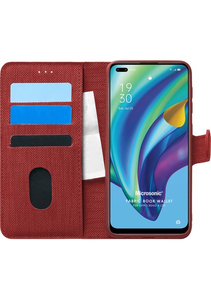 Oppo Reno 4 Lite Kılıf Fabric Book Wallet Kırmızı
