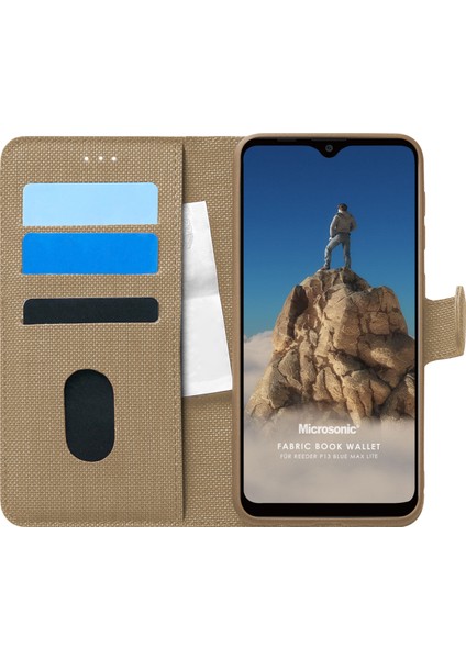 Reeder P13 Blue Max Lite Kılıf Fabric Book Wallet Gold