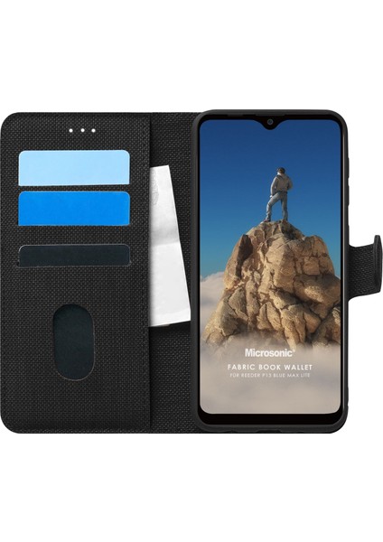 Reeder P13 Blue Max Lite Kılıf Fabric Book Wallet Siyah