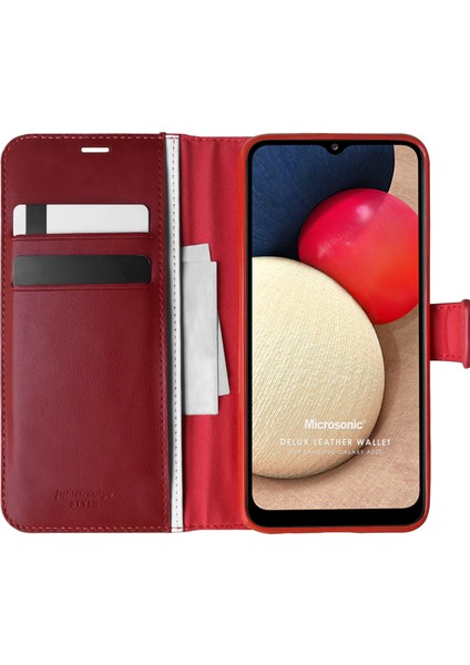 Samsung Galaxy A02S Kılıf Delux Leather Wallet Kırmızı