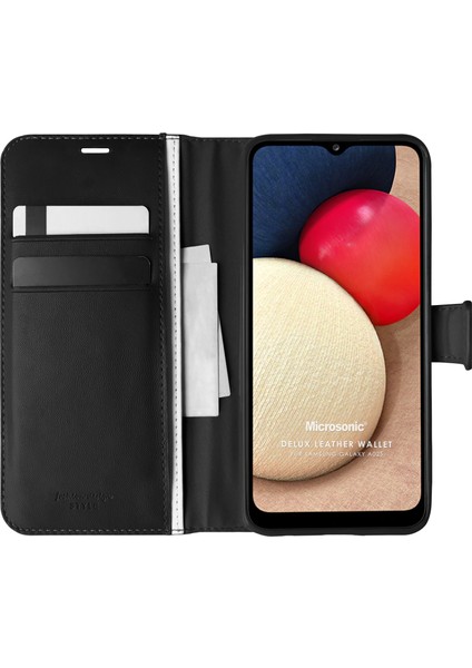 Samsung Galaxy A02S Kılıf Delux Leather Wallet Siyah