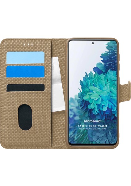 Samsung Galaxy S20 Fe Kılıf Fabric Book Wallet Gold