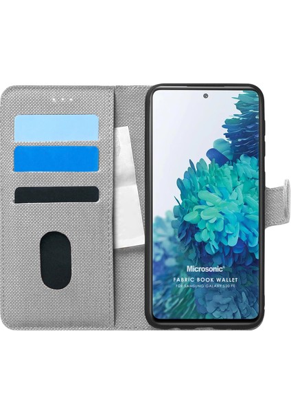 Samsung Galaxy S20 Fe Kılıf Fabric Book Wallet Gri