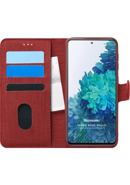 Samsung Galaxy S20 Fe Kılıf Fabric Book Wallet Kırmızı