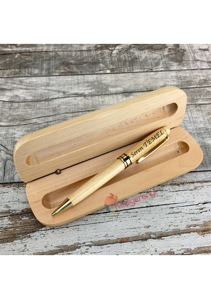 İsme Özel Ahşap Kutulu Ahşap Tükenmez Kalem Seti Model 1 modelleri
