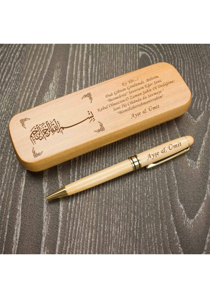 İsme Özel Ahşap Kutulu Lüx Tükenmez Kalem Besmele fiyatları