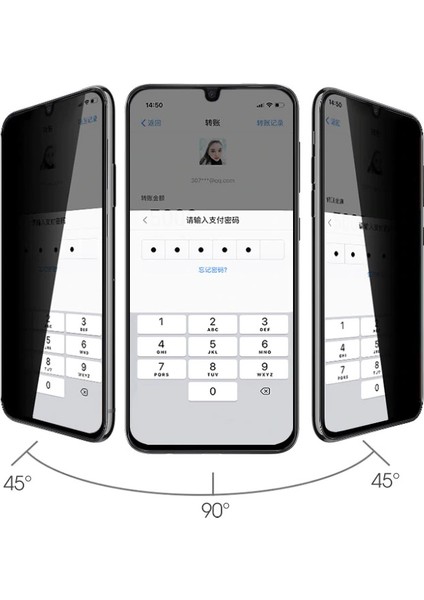 Samsung Galaxy A70 Privacy Hayalet Tam Kaplama Cam Ekran Koruyucu Siyah