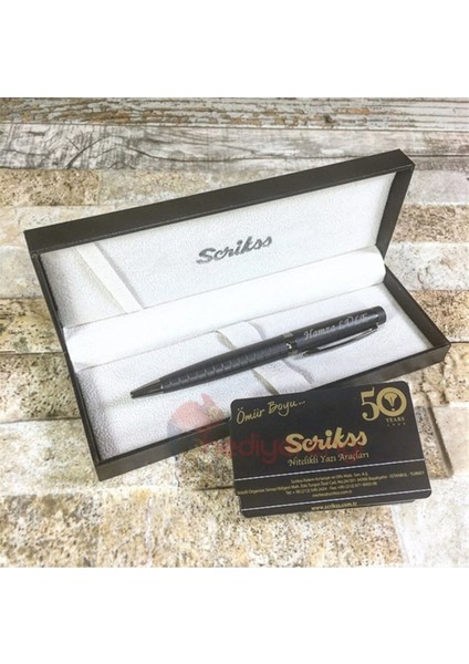 İsme Özel Kare Desenli Tükenmez Kalem Mat Siyah Honour38 fiyatları