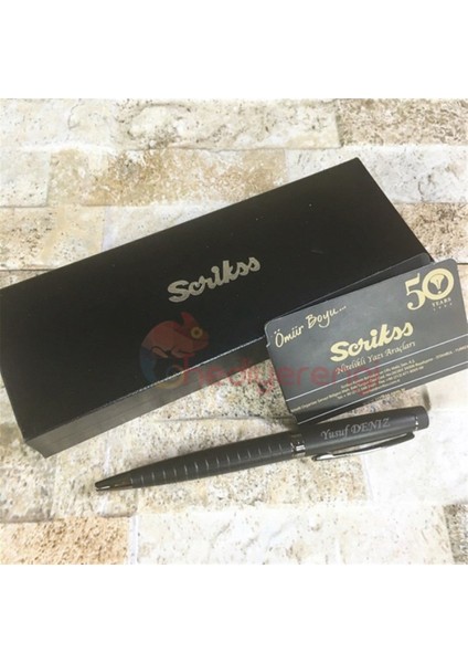 İsme Özel Kare Desenli Tükenmez Kalem Mat Siyah Honour38 modelleri