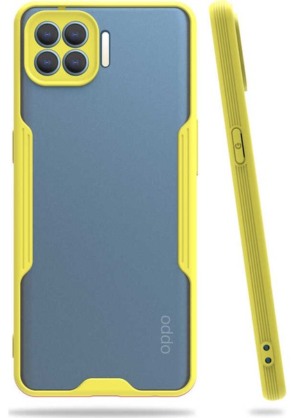 - Oppo Reno 4 Lite - Kılıf Kenarı Renkli Arkası Şeffaf Parfe Kapak - Sarı - T16243