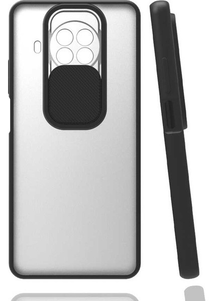 - Xiaomi Mi 10T Lite 5G - Kılıf Slayt Sürgülü Arkası Buzlu Lensi Kapak - Siyah - T16240