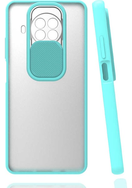 - Xiaomi Mi 10T Lite 5G - Kılıf Slayt Sürgülü Arkası Buzlu Lensi Kapak - Turkuaz - T16240