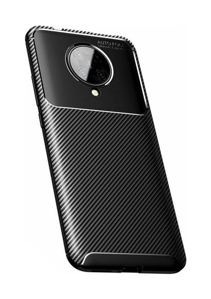 Xiaomi Poco F2 Pro Kılıf Karbon Desenli Lux Neyro Silikon Siyah