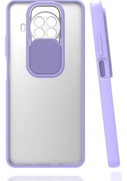 - Xiaomi Redmi Note 9 Pro 5G - Kılıf Slayt Sürgülü Arkası Buzlu Lensi Kapak - Lila - T16242