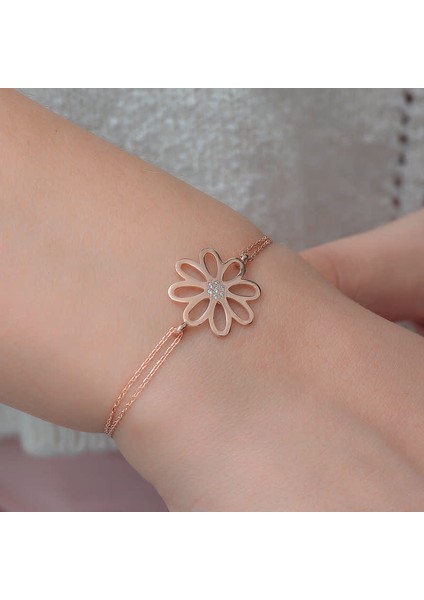 Gümüş Rose Çiçek Kadın Bileklik modelleri