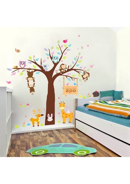Kt Decoration Ağaç Maymunlar Hayvanlar Çocuk ve Bebek Odası Pvc Duvar Sticker modelleri