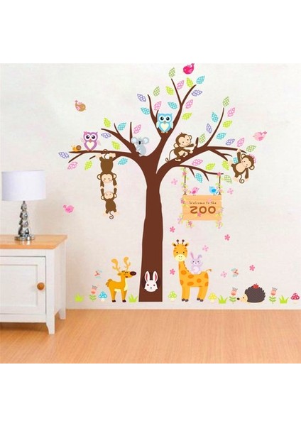 Kt Decoration Ağaç Maymunlar Hayvanlar Çocuk ve Bebek Odası Pvc Duvar Sticker fırsatları