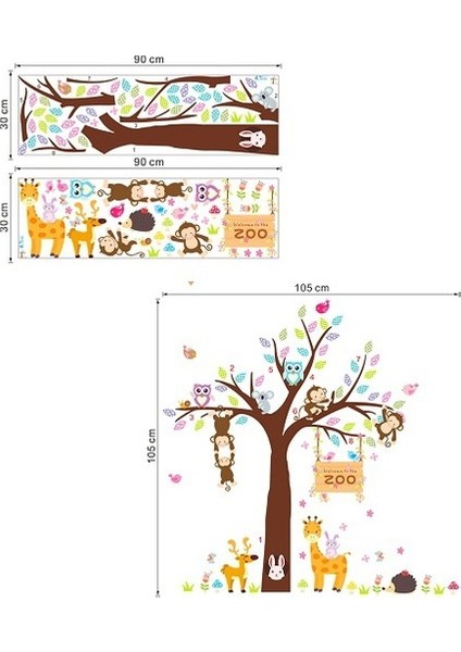 Kt Decoration Ağaç Maymunlar Hayvanlar Çocuk ve Bebek Odası Pvc Duvar Sticker indirimleri