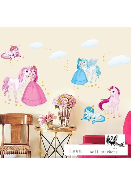 Kt Decoration Prenses Unicorn Tay Pony Bebek ve Çocuk Odası Pvc Duvar Sticker
