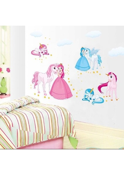 Kt Decoration Prenses Unicorn Tay Pony Bebek ve Çocuk Odası Pvc Duvar Sticker
